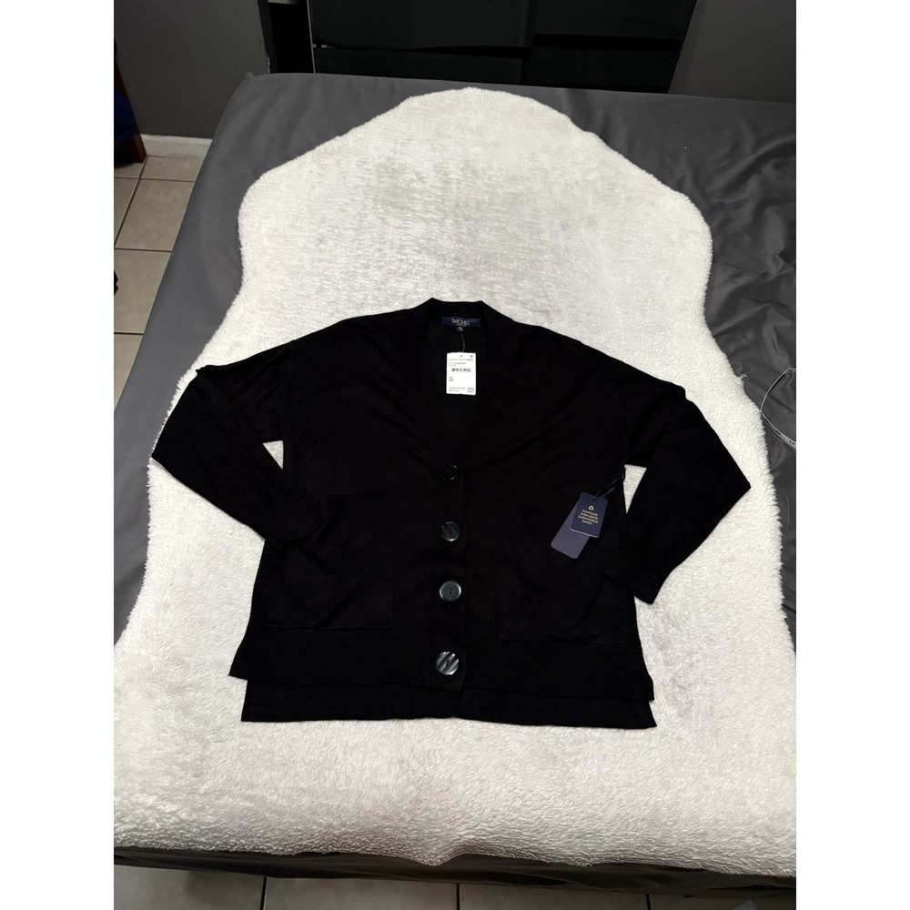 New Rachel Zoy Women's Black Button Cardigan Sweater Size XS READ